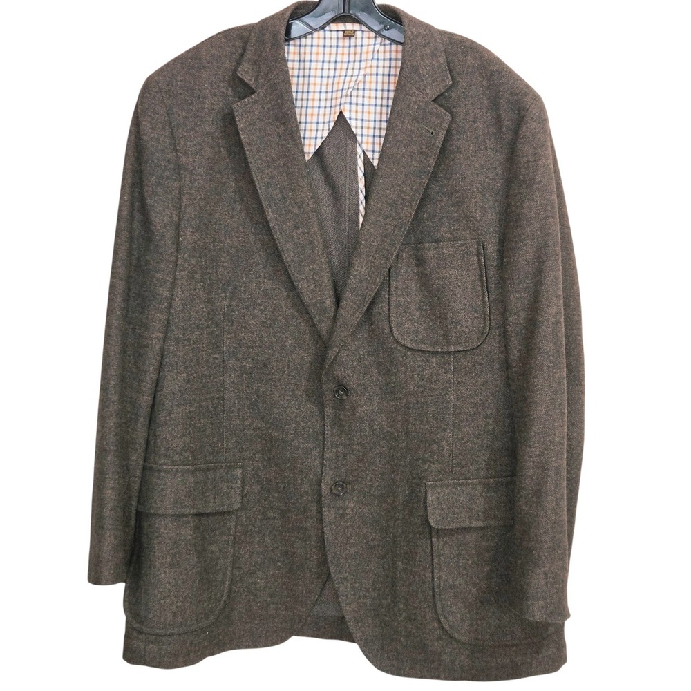 Kroon Harrison Sport Coat Mens 46L Brown marled Cotton Wool Linen Blend Blazer